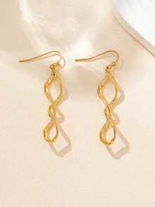 1 Paar minimalistische Spiral-Metall-Ohrringe im Y2K-Stil für Damen, modisches Accessoire für Urlaub, Geburtstag, Date, Abschlussball, Party, Ferien, Shopping und tägliches Pendeln - Spiral - Übersicht 4
