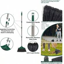 Broom Outdoor Indoor Commercial Broom With 50 Inches Long Handle, Perfect For Home Courtyard Garage Kitchen Office Lobby Room Floor(Black) - mặc định - Xem 1