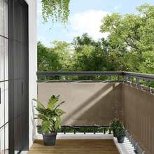 vidaXL Brise-vue pour balcon, revêtement de balcon avec œillets et corde, imperméable, pour balcon et terrasse, 90 x 800 cm, taupe, 100 % polyester Oxford - brun grisâtre - Voir 20