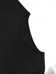 Camiseta casual estampada de talla grande para mujer, cuello redondo, mangas cortas, tela ligeramente elástica, estilo regular, top cómodo para todas las estaciones--Ligera y transpirable. - Negro - Ver 3