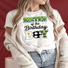 1 pieza clásica y versátil, camiseta de manga corta de algodón puro con dise?o de futbolín para cumplea?os de ni?a o ni?o, adecuada para usar en todas las estaciones. Estilo moderno - Blanco - Ver 2