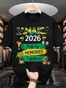 The "Jamaica 2026 Making Memories Together" Holiday Souvenir T-Shirt Is The Perfect Gift For Friends And Family On Any Festive Or Holiday Occasion, 220g - 黑色 - 查看 2