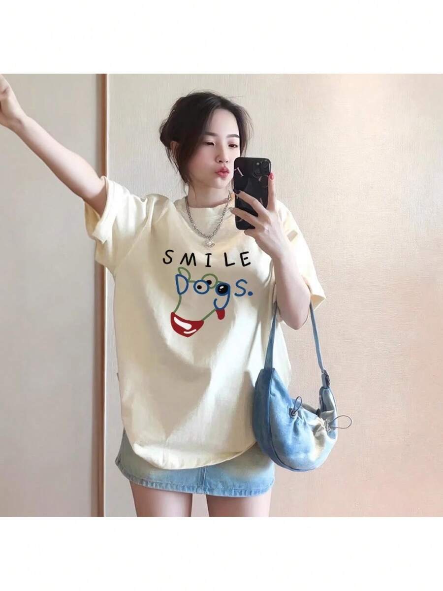 [Alta calidad]Nueva camiseta blanca de manga corta para mujer 2026, de corte holgado, ideal como capa base para el verano, perfecta para usar en capas. - Albaricoque - Ver 1