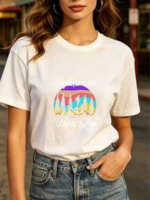 Explora más, preocúpate menos – Camiseta suave y cómoda de 180 gramos, la elección perfecta para vacaciones en familia, regalos navideños y actividades de team-building. |   La elección ideal para las vacaciones de verano y la ropa casual de uso diario. - Blanco - Ver 8