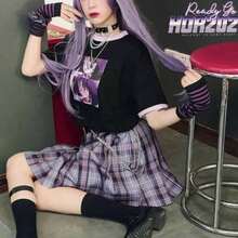 Arm Covers Cute Women Kawaii Japanese Harajuku Goth Half Finger Knitted Arm Warmer Y2K Gloves Arm Sleeve For Girl - 紫色 - 查看 3