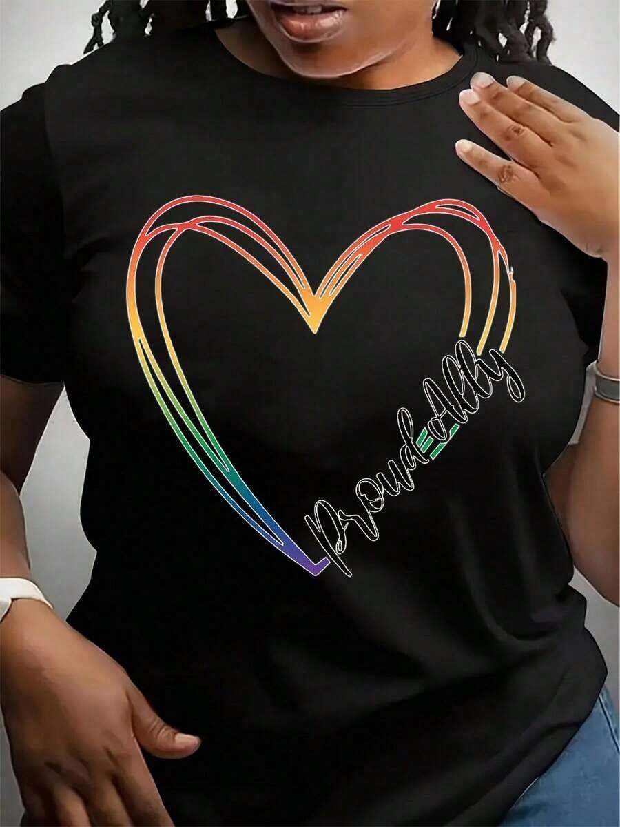 Camiseta Colorida de Orgullo, Camisetas de Orgullo con Corazón para Mujer, Camiseta de Orgullo Arcoíris, Camiseta LGBTQ, Camiseta del Mes del Orgullo, Camiseta del Orgullo Gay, Camiseta Lésbica - Negro - Ver 1