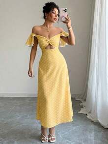Women Midi Dresses - 黃色 - 查看 4