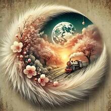 大型成人入门级钻石画工具套装：夜景、火车花卉，无框DIY 5D钻石画套装，全钻艺术刺绣，十字绣画，墙面装饰，家居装饰钻石艺术工艺品 - 圓鑽 - 查看 1