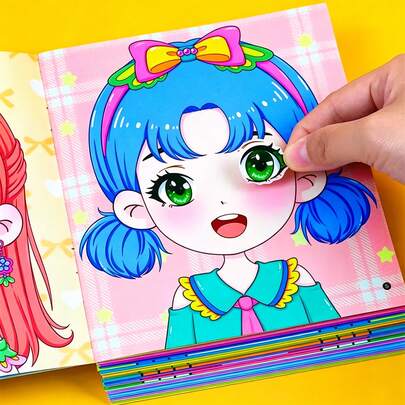 Libro de pegatinas para vestir a la princesa, pegatinas DIY según tus propias preferencias. Diseño de patrones adorables, gran colección de pegatinas