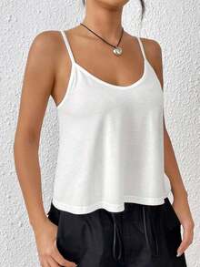 Camisola Holgada Con Tirantes De Color Sólido - Blanco - Ver 6