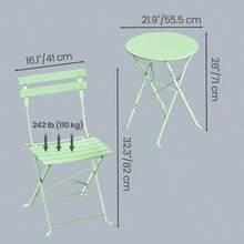 3pcs Folding Bistro Furniture Set For Outdoor Use, Including Table And Chairs For Garden And Balcony - Black - View 5