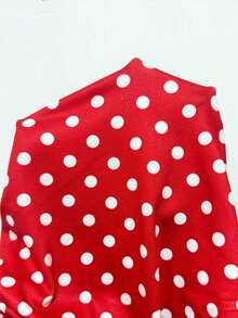 Blusa/Top/Camiseta de mujer con estampado de lunares rojos, hombro asimétrico/asimétrico, decoración de botón metálico, plisado asimétrico, adecuado para el Día de San Valentín, citas, vuelta al colegio, verano, playa, vacaciones, lunares retro - Rojo - Ver 4