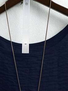CURVE Blusa casual/diaria/de salida/simple/para viajar de manera relajada/que ilumina, de cuello redondo, de color verde pradera texturizada, talla grande, para primavera/verano - Azul marino - Ver 5