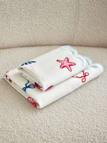 LCUHPCL Spring/Summer Wavy Edge Embroidered Ocean Shell, Crab, Starfish And Boat 3D Embroidery Pillowcase 1pc And 2pcs Home Decor Suitable For Living Room, Bedroom, Party And Various Environments - Multicolor - View 12