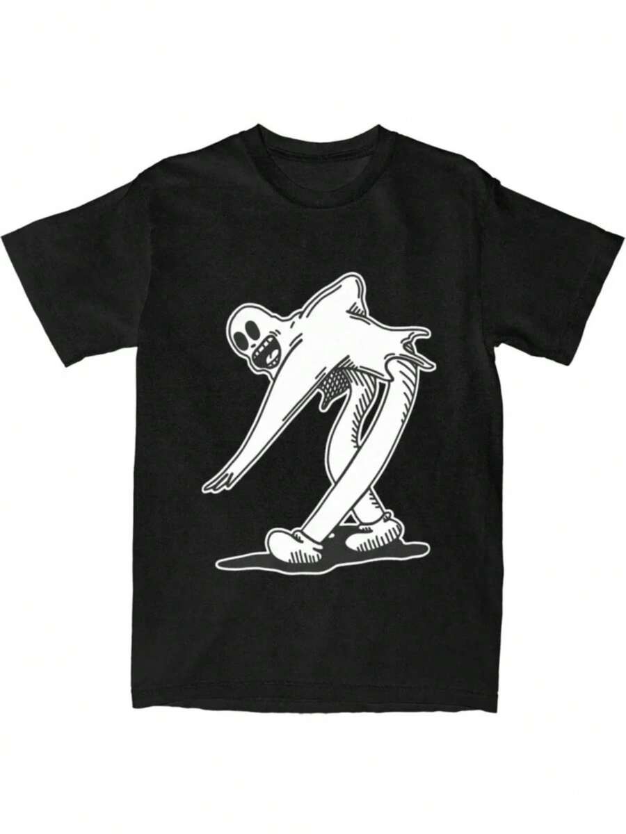 Fast Delivery: Hip-Hop Fashion T-Shirt, Unisex, Made Of Soft, Breathable And Comfortable Material, Short Sleeve In Black, An Ideal Choice For Autumn, A Must-Have T-Shirt. - 黑色 - 查看 1