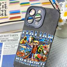 Cartoon Italian Animal Design Phone Case. Full Coverage, Snug-Fitting Suede Material, Lens Protection, And Invisible Drop Protection. Drop-Proof TPU Case Compatible With IPhone 16, 15, 14, 13, 12, 11 Pro, Pro Max Plus, And 16e. Perfect Gift For Friends, Loved Ones, Or Yourself. - 灰色的 - 查看 5