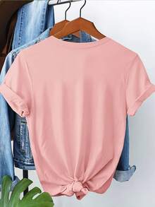 Edición Limitada,% Pura, Camiseta de Manga Corta con Cuello Redondo y Estampado de Diente de León para Mujer de Tallas Grandes, Cómoda para el Hogar, Ropa de Mujer de Alta Calidad, Algodón Ligero - Albaricoque - Ver 10