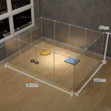 Panneaux transparents de clôture pour animaux de compagnie de grande taille, librement combinables pour cages à chats, cages à chiens, cages à hamsters, cages à lapins, barrières d'isolement pour chiens, clôtures de cage à chiens, maison pour petit chien en peluche, clôture d'intérieur pour chien - Transparent - Voir 8