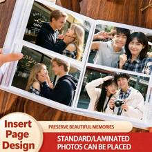1pc Classic Velvet Photo Album, 6 Inch, 200 Pockets, Extra Large Capacity Growth Record Album Fits 200 Horizontal Photos, Multiple Colors Available, Suitable For Wedding, Family, Anniversary, Youth, Vacation, Valentine's Day, Memory Book Gift - 1PC - View 5