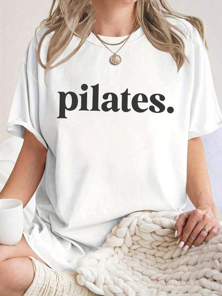 Camiseta de Manga Corta Minimalista con Estampado de Letras para Mujer, Cuello Redondo, I para Primavera, Verano y Otoño. Versátil para Uso Diario, Cómoda y Rel sin Sensación Restrictiva. Top de Moda para el Día a Día y VacacionesConjuntos de Vacaciones de Verano 2026 - Blanco - Ver 1