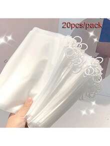 带拉绳拉链收纳袋，防水可重复使用塑料密封袋，旅行便携整理袋（适用于存放口罩、化妆品、珠宝、文具和小物件），密封家居用品包装袋 - 無色 - 查看 2