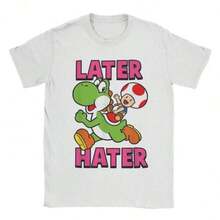 COOL SUMMER Camisetas de  y  para Hombre, 100% Algodón, Camisetas Divertidas de Cuello Redondo, Camisetas de Anime y Videojuegos, Ropa de Regalo, Ropa para Hombre, Cosas para Hombre, Ropa de Mujer, Blusas Casuales Bonitas - Blanco - Ver 1