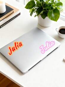 Customized Glitter Name Stickers, Waterproof Vinyl Labels With Customizable Text, Residue-Free Removable Design, Suitable For Student Supplies, Water Bottles, Notebooks, Lunch Boxes, Ideal For Back To School Season - Multicolor - View 2