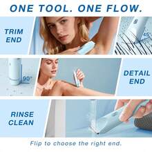 2 In 1 Women Electric Razor & Bikini Trimmer, IPX7 Waterproof Wet Dry Shaver With Ceramic Sharp Blade, USB Rechargeable 400mAh Dual Head Hair Trimmer For Face, Underarm, Leg And Pubic Hair, Portable Personal Groomer, Gift For Men Women,Multiple Color - 淺藍色 - View 9