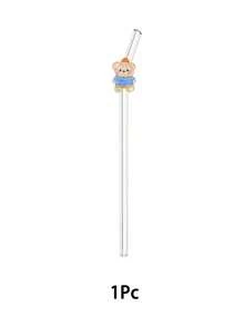 1/2/4Pcs Reusable Cartoon Glass Straws With Bears Stuff, Clear And Glass Bent Glass Drinking Straw Cutlery Set,For Kitchen Accessories,Straw Topper,Cold Drinks,Milk Tea,Coffee,Juice,Home,Restaurants,Holiday Supplies,Summer,Graduation Season,. - Style 4 - View 8