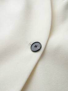 Blazer de mujer de unicolor de manga larga con cuello alto, minimalista y versátil para el trabajo y el transporte - Beige claro - Ver 4