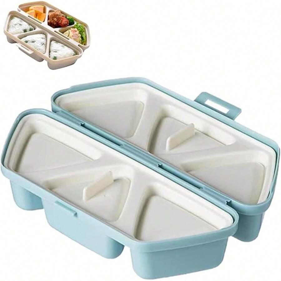 6-In-1 Onigiri Mold Set, Triangle Sushi Rice Ball Maker, PP Non-Stick Mold For Bento And Picnics, Portable (Blue) - View 1