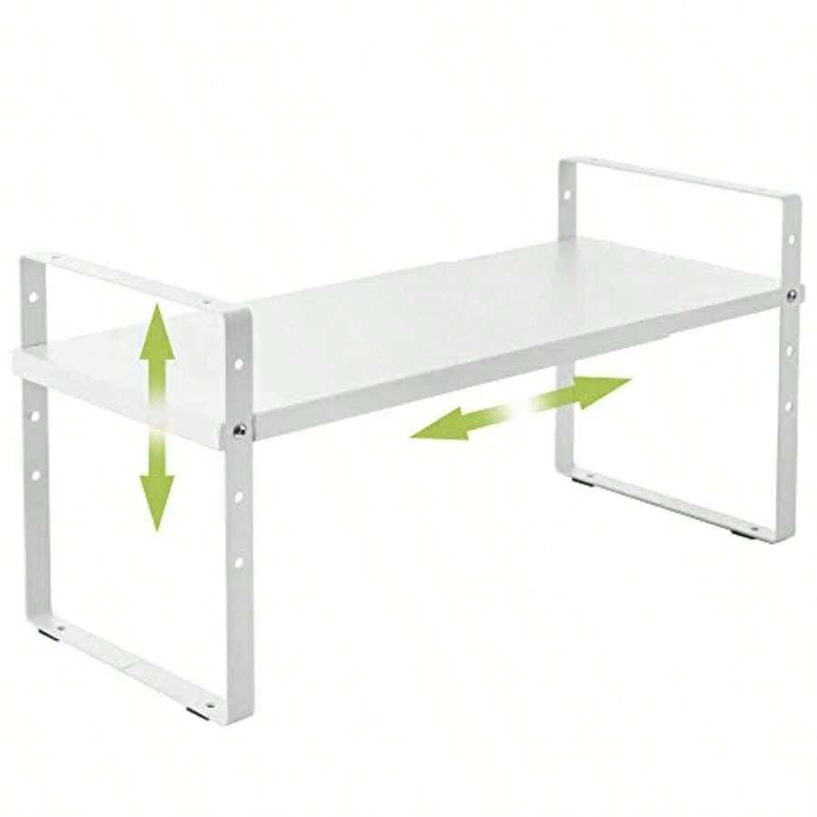 Across-Star - Estante organizador expandible para gabinete, estante apilable para mostrador de cocina, estante de despensa de altura ajustable, estante para especias blanco, 1 unidad - Blanco1 paquete - Ver 1