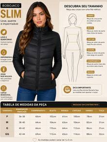Women's Slim Fit Puffer Jacket With Removable Hood, Waterproof Winter Coat - 黑色 - 查看 5