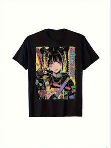 Cyberpunk And Retro Hip-Hop Inspired Streetwear, Featuring Functional Cosplay Clothing And Graphic Tees, Made From [Material Not Specified], Perfect Gifts For Men, Women, Dads, Moms And Friends, Size S, In Black - 黑色 - 查看 1