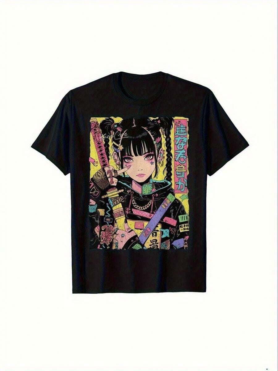 Cyberpunk And Retro Hip-Hop Inspired Streetwear, Featuring Functional Cosplay Clothing And Graphic Tees, Made From [Material Not Specified], Perfect Gifts For Men, Women, Dads, Moms And Friends, Size S, In Black - 黑色 - 查看 1