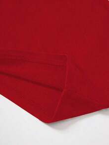 Blusa asimétrica de hombro casual de unicolor para mujer - Rojo - Ver 5