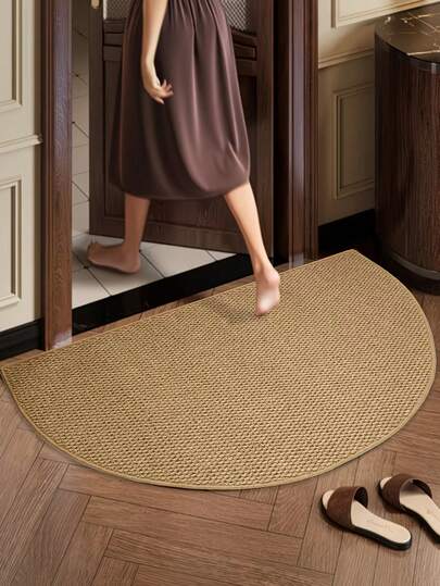 1pc Brown Semi-Circle Geometric Rug, Popular Doormat Rug, Pineapple Ring Mat, Doormat, Small Rug, Decorative Rug, Bedroom Decor, Small Rug, Rug, Home Decor, Living Room Rug, Living Room Small Rug, Bedroom Rug, Living Room Home Decor, Outdoor Rug, Washable Rug