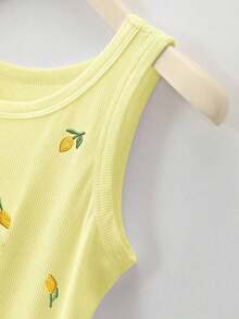 Camiseta de tirantes con cuello redondo, estampado de flores de cerezo y recorte de concha para mujer - Multicolor 2 - Ver 5