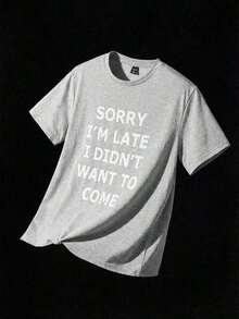 NEON BLANC Short-Sleeved Crew Neck T-Shirt With Letter Print, Casual And Versatile For Everyday Use - 淺灰色 - 查看 6