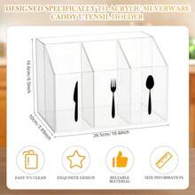 Chunful - Contenedor organizador de almacenamiento de cubiertos de acrílico para cubiertos cubiertos cuchara tenedor cuchillo para gabinetes interiores exteriores hogar comedor 10.43 x 6.54 - Transparente - Ver 3