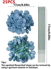 5/25 piezas Cabezas de flores artificiales de hortensias en azul brumoso, flores de hortensias falsas con tallos y cabezas de flores completas, adecuadas para decoraciones centrales de bodas, jardines del hogar, baby showers, suministros para fiestas, centros de mesa florales vintage, decoraciones de coronas, ramos de novia, arreglos florales DIY, decoraciones de fondo de arco, regalos para mujeres y niñas - Neblina azul - Ver 9