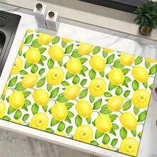 1pc Lemon Pattern Printed Absorbent Dish Drying Mat, Espresso Machine Countertop Absorbent Mat, Sink Drain Mat, Soft Faucet Absorbent Mat, Sink Cup Mat, Kitchen & Bathroom Accessories - Multicolor - View 6