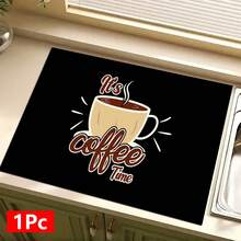 1 pieza Felpudo absorbente con diseño de hora del café, decoración del hogar, felpudo absorbente para encimera de máquina de espresso, felpudo de drenaje del fregadero, felpudo absorbente suave para grifos, accesorios de baño, suministros de cocina - Multicolor - Ver 13