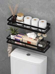 1/2pcs Bathroom Storage Rack, Shower Caddy, Bathroom Organizer, Shampoo Holder - Easy To Install And Reusable Bathroom Storage Solution! - Multicolor - View 2