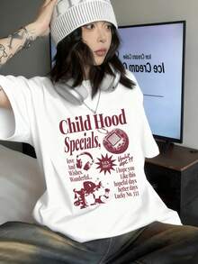 Camiseta Oversize Y2K para Mujer - Ajuste Holgado Casual de Verano - Top de Línea con Cuello Redondo y Mangas Cortas, Ideal para Fiestas de Verano, Conjuntos y Capas - Esencial del Armario Y2K (Lavado a Mano) - Blanco - Ver 6