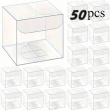 25/50/100pcs Transparent Plastic Gift Boxes - Durable PVC Material, Suitable For Weddings, Parties, Macarons - Fashionable And Lasting Party Decorations, Wedding Gift Boxes, Gift Packaging Storage, Gift Wrapping - Multicolor - View 2