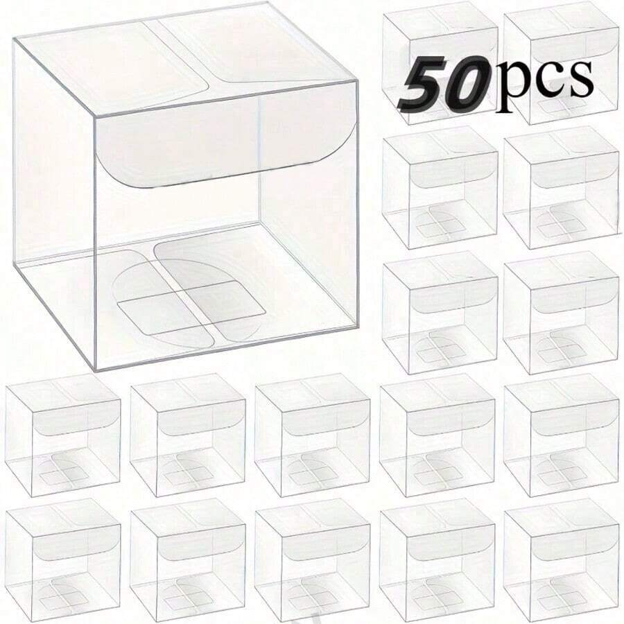 25/50/100pcs Transparent Plastic Gift Boxes - Durable PVC Material, Suitable For Weddings, Parties, Macarons - Fashionable And Lasting Party Decorations, Wedding Gift Boxes, Gift Packaging Storage, Gift Wrapping