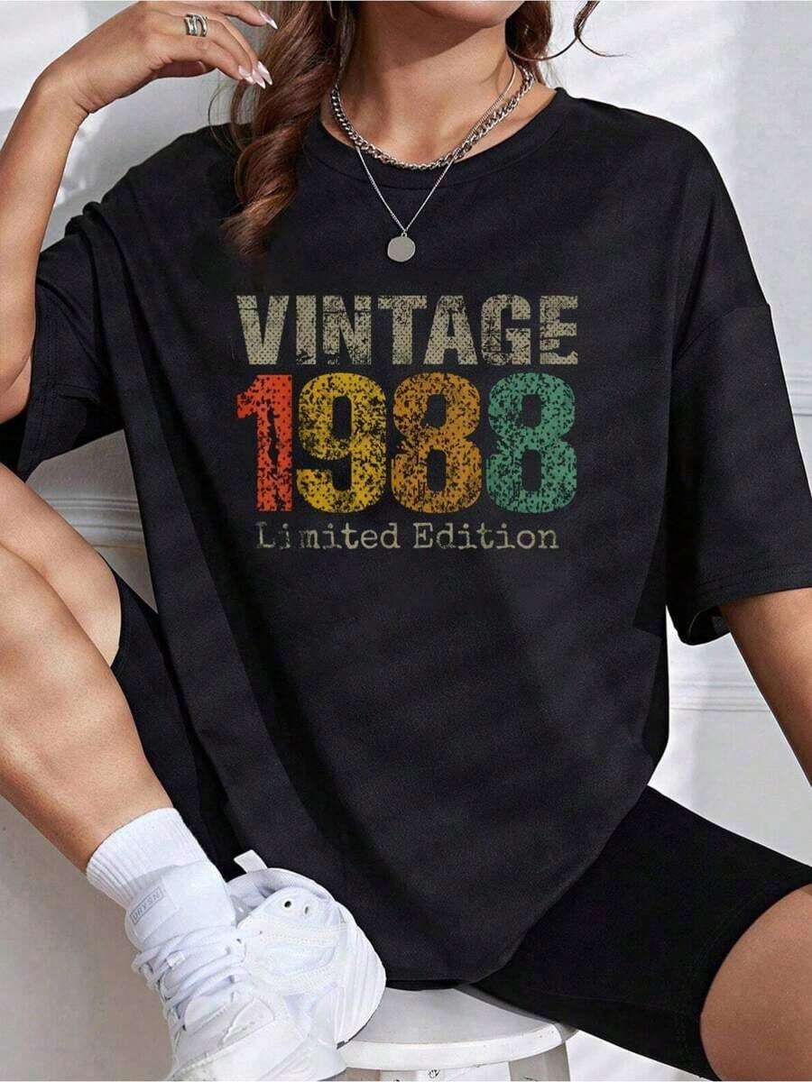 Regalos para 36 Años: Camiseta Vintage Edición Limitada 1988 para el 36º Cumpleaños - Negro - Ver 1