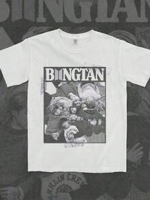 Bangtan Boys Vintage Graphic T Shirt ARMY Fan Gift Tee  World Tour Merch Top RM Jin  JHope Jimin VRopa Hombre Cosas Para Hombre Ropa De Mujer Women Clothing Casual Blusas Bonito - Blanco - Ver 1