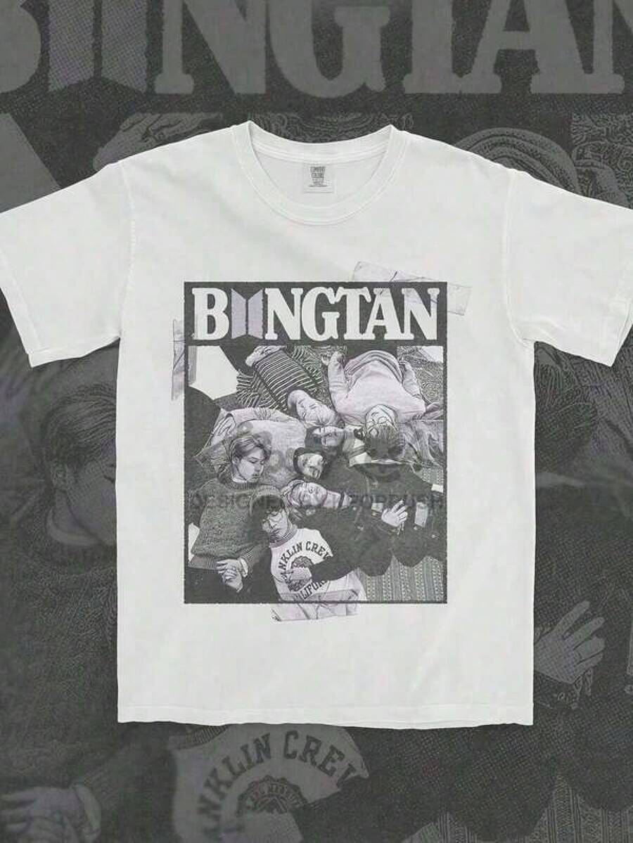 Bangtan Boys Vintage Graphic T Shirt ARMY Fan Gift Tee World Tour Merch Top RM Jin JHope Jimin VRopa Hombre Cosas Para Hombre Ropa De Mujer Women Clothing Casual Blusas Bonito - Blanco - Ver 1